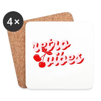 Retro Vibes with Cherries – Red & Playful - Coasters (set of 4) - white - Front