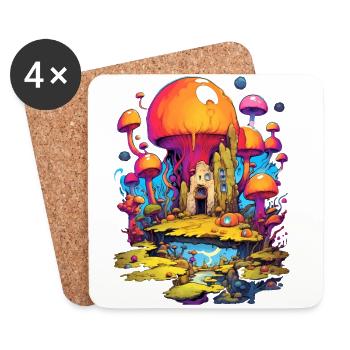 Champignons mystiques - Dessous de verre (lot de 4) - blanc - Devant