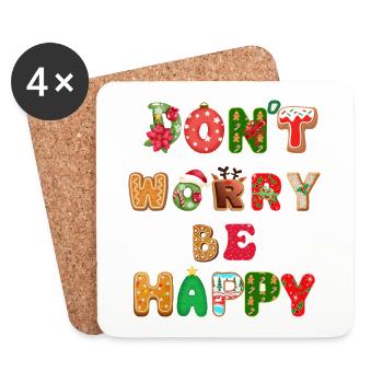 Don’t Worry, Be Happy! - Untersetzer (4er-Set) - Weiß - Vorne