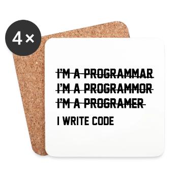 I Write Code - Coasters (set of 4) - white - Front