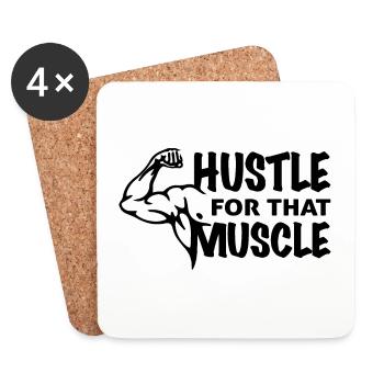 Gym T Shirt Design Hustle For That Muscle - Untersetzer (4er-Set) - Weiß - Vorne