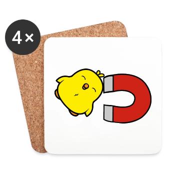 Aimant à poussins - Dessous de verre (lot de 4) - blanc - Devant
