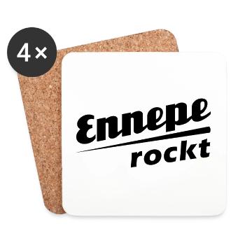 Ennepe rockt - Textdesign mit Stadtnamen - Untersetzer (4er-Set) - Weiß - Vorne