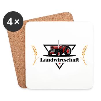 Landwirtschaft roter Traktor und Getreide Ähren - Untersetzer (4er-Set) - Weiß - Vorne