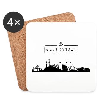 Skyline de la ville hanséatique de Hambourg | Bloqué | HH - Dessous de verre (lot de 4) - blanc - Devant