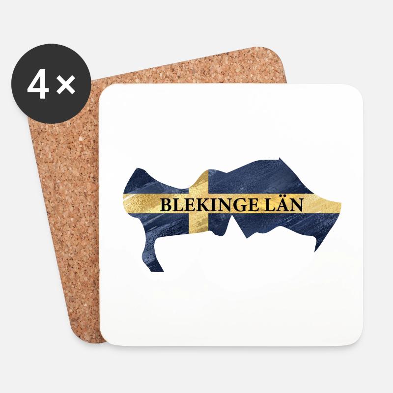 SCHWEDEN BLEKINGE LÄN - Untersetzer (4er-Set) - Weiß