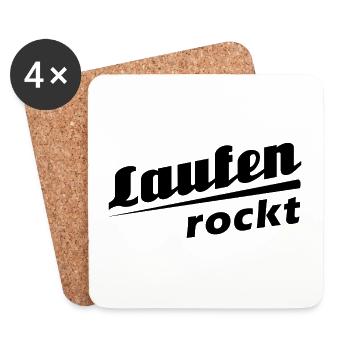 Laufen rockt - Textdesign mit Stadtnamen - Untersetzer (4er-Set) - Weiß - Vorne