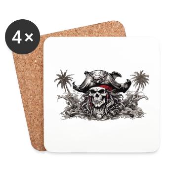 Pirat Jolly Roger Piratenflagge Totenkopf Piraten - Untersetzer (4er-Set) - Weiß - Vorne