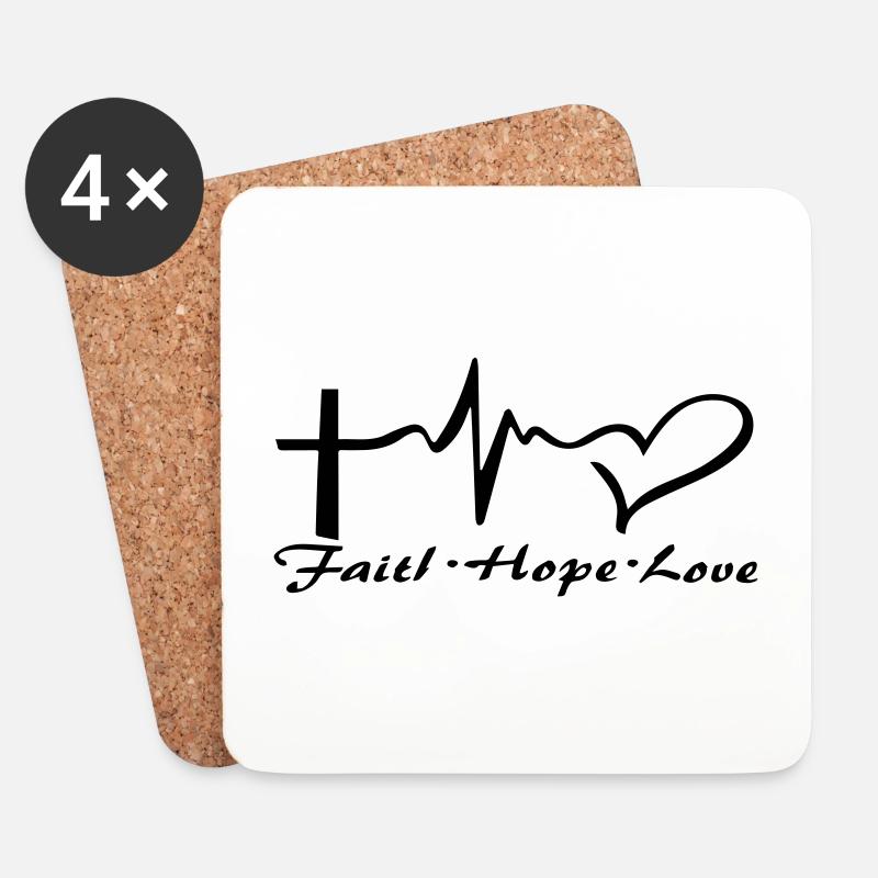 Faith Hope Love Tattoo Bstyled Freizeitmode - Untersetzer (4er-Set) - Weiß