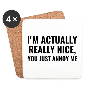 I'm Actually Really Nice - Coasters (set of 4) - white - Front