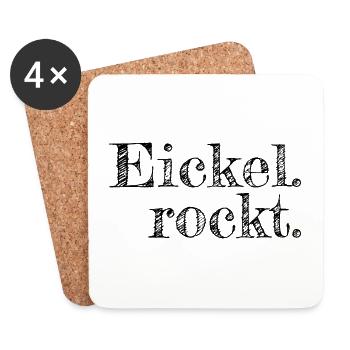 Eickel rockt - Textdesign mit Stadtnamen - Untersetzer (4er-Set) - Weiß - Vorne