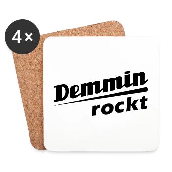 Demmin rockt - Textdesign mit Stadtnamen - Untersetzer (4er-Set) - Weiß - Vorne