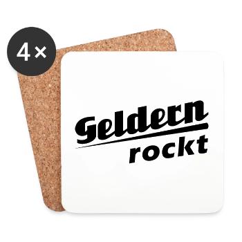 Geldern rockt - Textdesign mit Stadtnamen - Untersetzer (4er-Set) - Weiß - Vorne
