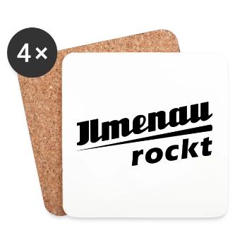 Ilmenau rockt - Textdesign mit Stadtnamen - Untersetzer (4er-Set) - Weiß - Vorne