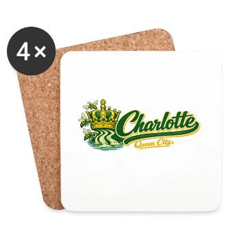 Design rétro vintage de Charlotte Queen City - Dessous de verre (lot de 4) - blanc - Devant