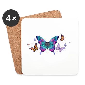 Colorful butterfly wing - Coasters (set of 4) - white - Front