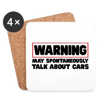 Warning May Spontaneously Talk About Cars - Coasters (set of 4) - white - Front