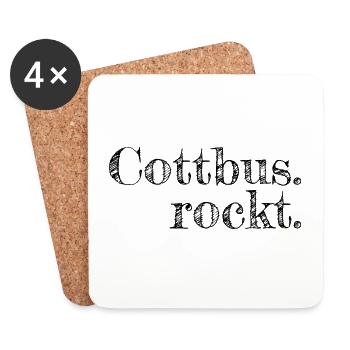 Cottbus rockt - Textdesign mit Stadtnamen - Untersetzer (4er-Set) - Weiß - Vorne
