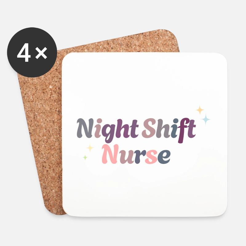 Nachtschicht-Krankenschwester/Krankenbruder - Untersetzer (4er-Set) - Weiß