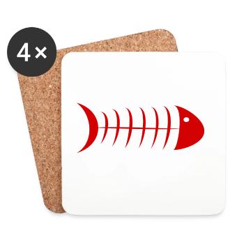 POISSON. POISSON D'AVRIL. VACANCES. ETE. HUMOUR - Dessous de verre (lot de 4) - blanc - Devant