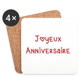 Design Anniversaire Amusant Joyeux - Dessous de verre (lot de 4) - blanc - Devant