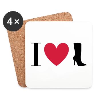 ★ design colors changeable ★ I love boots - Coasters (set of 4) - white - Front