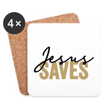 Jesus Saves Dans Les Couleurs Noir Et Or - Dessous de verre (lot de 4) - blanc - Devant