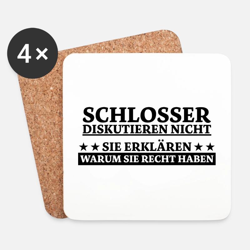 Schlosser Beruf Lustiger Spruch Schloss Geschenk - Untersetzer (4er-Set) - Weiß