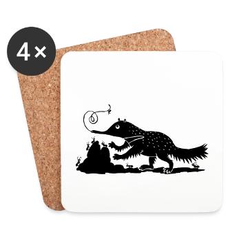 Ameisenbär mit Ameisen - Untersetzer (4er-Set) - Weiß - Vorne