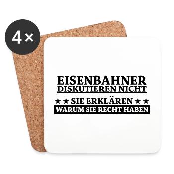 Eisenbahner Spruch Eisenbahn Lokführer Geschenk - Untersetzer (4er-Set) - Weiß - Vorne