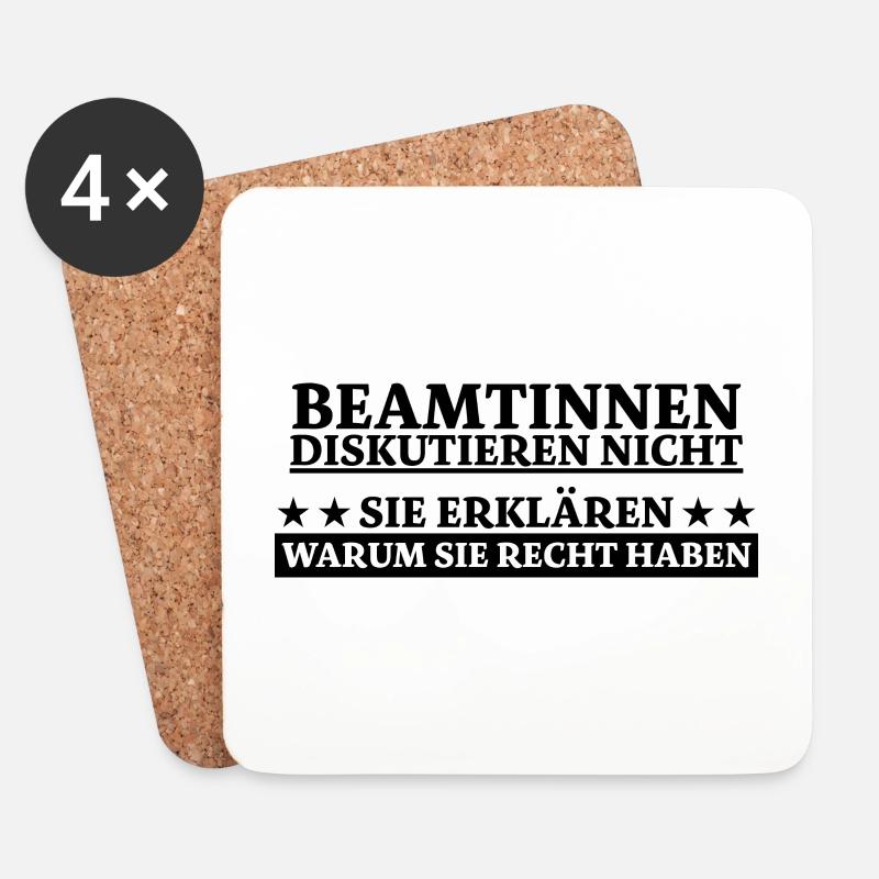 Beamtin Lustiger Spruch Verbeamtung Büro Geschenk - Untersetzer (4er-Set) - Weiß