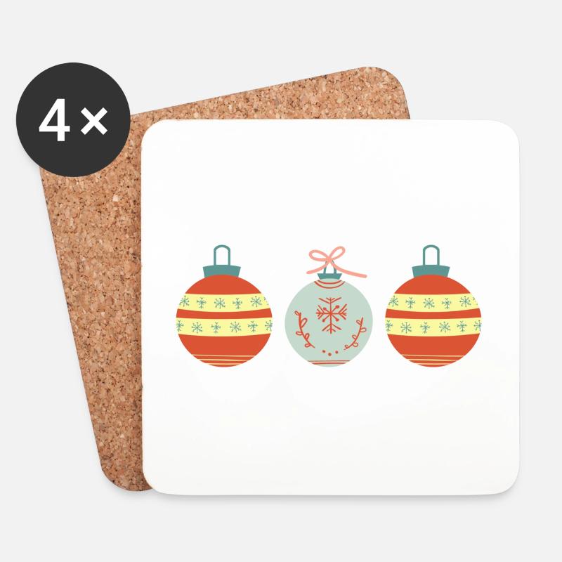 Weihnachtsbaumkugeln - Untersetzer (4er-Set) - Weiß