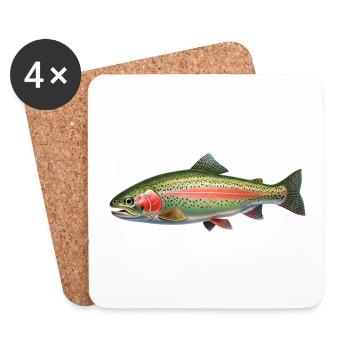 Forelle Angeln Regenbogenforelle Fliegenfischen - Untersetzer (4er-Set) - Weiß - Vorne