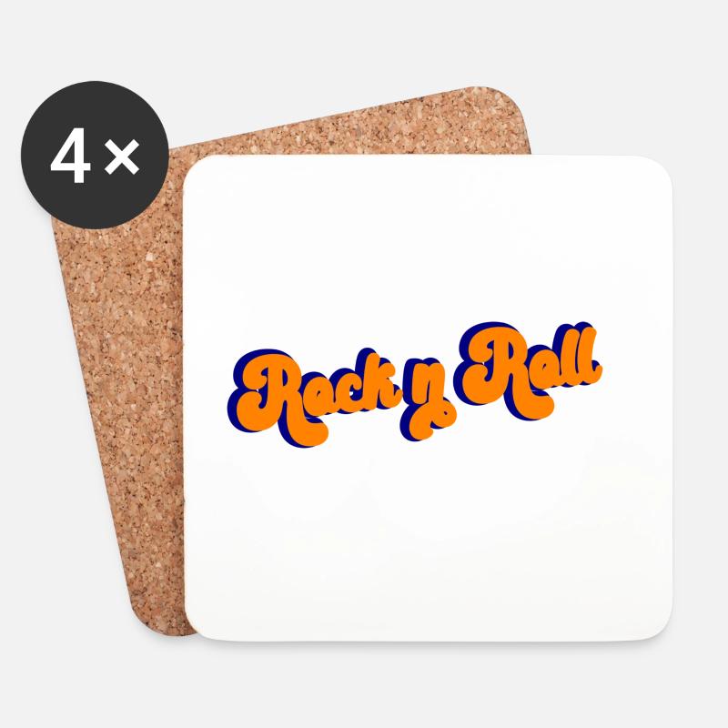 Rock and Roll Design Retro - Untersetzer (4er-Set) - Weiß