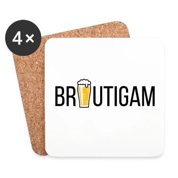 Bräutigam (Bier / Junggesellenabschied / POS) - Untersetzer (4er-Set) - Weiß - Vorne