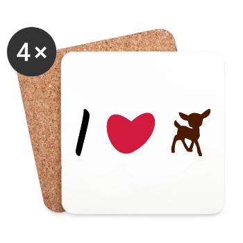 ★ Designfarben änderbar ★ I love Rehkitze - Untersetzer (4er-Set) - Weiß - Vorne