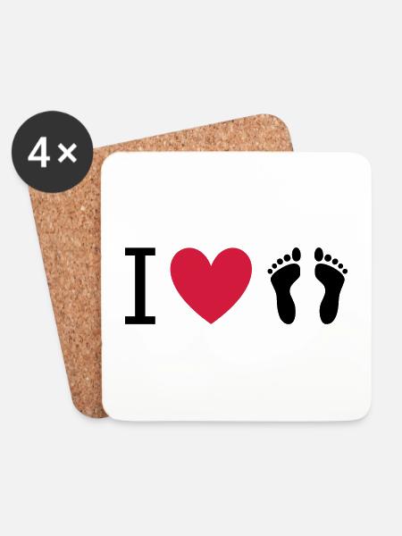 ★ design colors changeable ★ I love feet - Coasters (set of 4) - white