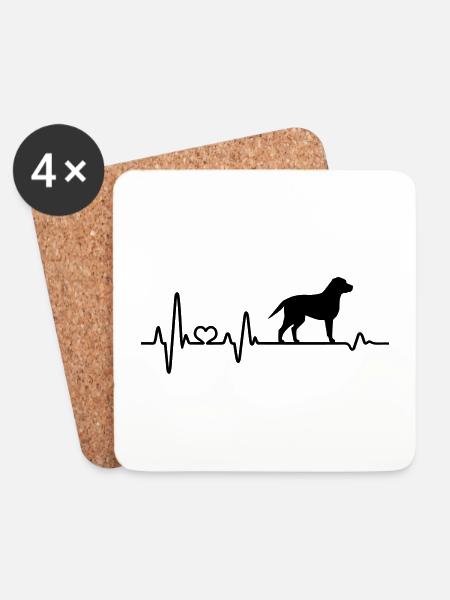 Labrador Herzfrequenz Herzschlag Pulsschlag Liebe - Untersetzer (4er-Set) - Weiß