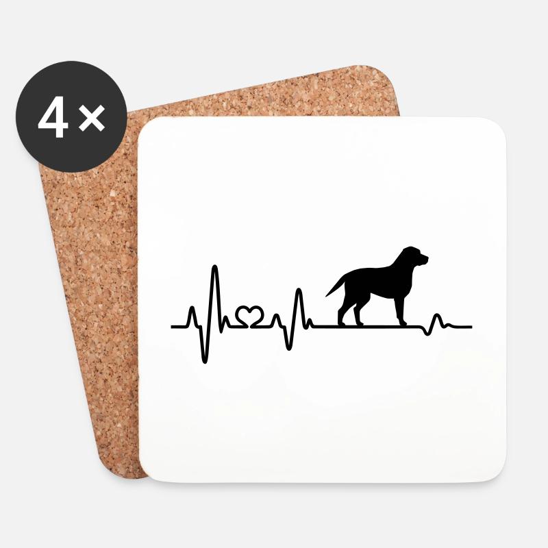 Labrador Herzfrequenz Herzschlag Pulsschlag Liebe - Untersetzer (4er-Set) - Weiß