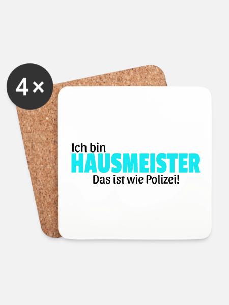 Hausmeister Geschenk Idee lustig Spruch Hauswart - Untersetzer (4er-Set) - Weiß