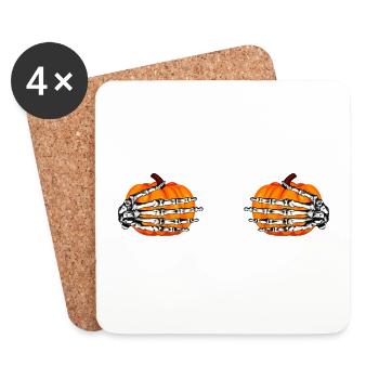 Mains de squelette de citrouille - Dessous de verre (lot de 4) - blanc - Devant