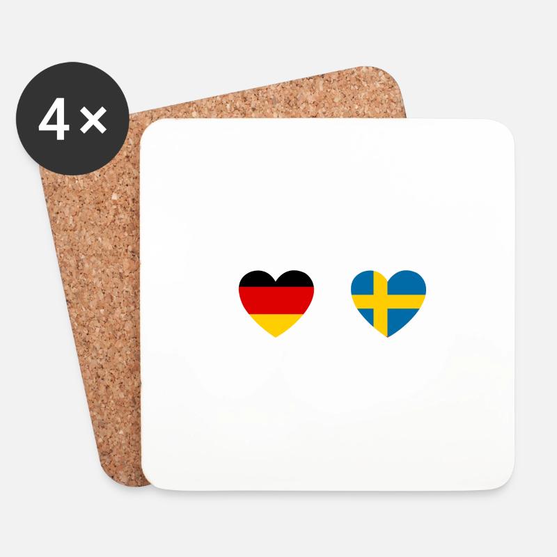 Schwede Deutscher Schweden Herzschlag Geschenk - Untersetzer (4er-Set) - Weiß