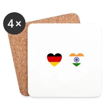 Germany India Heartbeat Indian Flag Inde - Coasters (set of 4) - white - Front