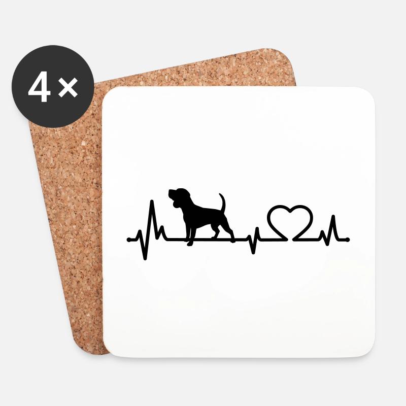 Beagle Herzschlag Hunderasse Hundehalter Geschenk - Untersetzer (4er-Set) - Weiß