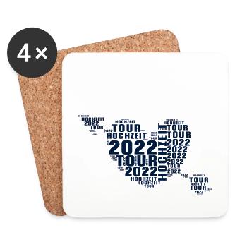 Hochzeit Tour 2022 Junggesellen T-Shirt Geschenk - Untersetzer (4er-Set) - Weiß - Vorne