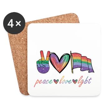 Gay Lesbian Rainbow T-Shirt Gift Idea - Coasters (set of 4) - white - Front