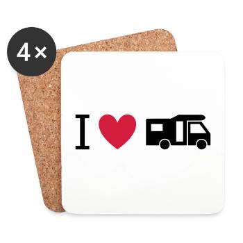 ★ Les couleurs du design peuvent être modifiées ★ J'adore les camping-cars - Dessous de verre (lot de 4) - blanc - Devant