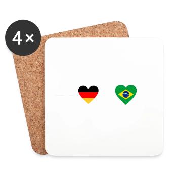 Germany Brazil Heartbeat - Coasters (set of 4) - white - Front