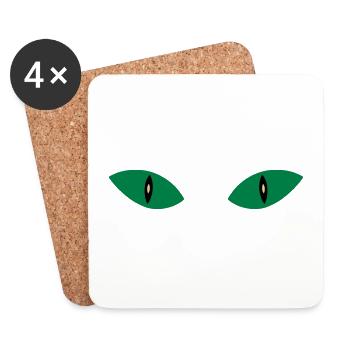 ★ Couleurs de conception modifiables ★ Deux yeux de chat - Dessous de verre (lot de 4) - blanc - Devant