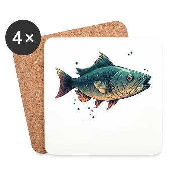Fisch - Untersetzer (4er-Set) - Weiß - Vorne